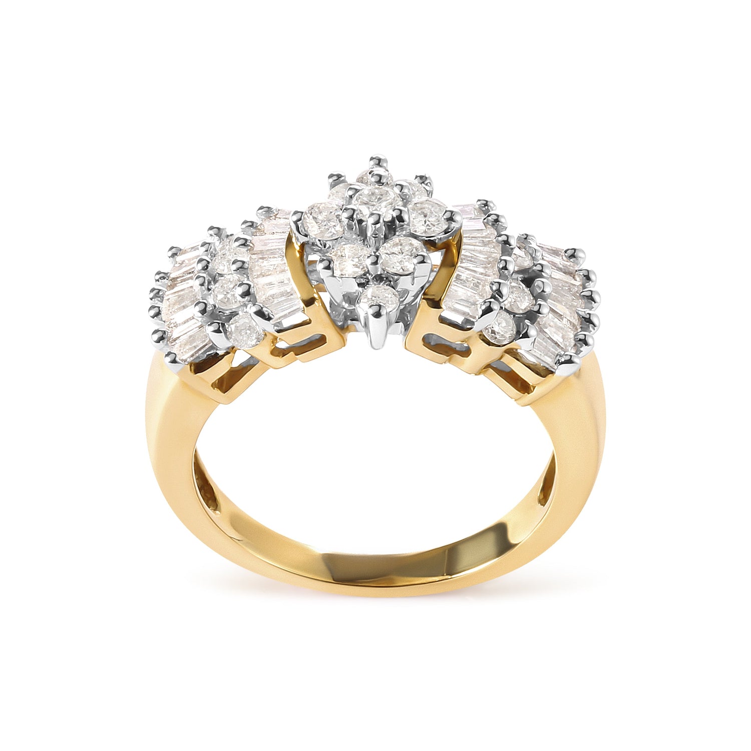 10K Yellow Gold 1.00 Cttw Diamond Starburst Ring Band (H-I Color, I1-I2 Clarity) - Ring Size 7 by Bids.com