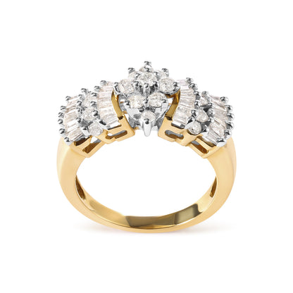 10K Yellow Gold 1.00 Cttw Diamond Starburst Ring Band (H-I Color, I1-I2 Clarity) - Ring Size 7 by Bids.com