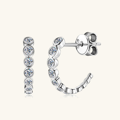 Inlaid Sparkala™ Pure Sterling Silver C-Hoop Earrings - DestGlow