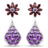 3.80 Carat Genuine Amethyst, Garnet and Amethyst .925 Sterling Silver Earrings  DestGlow
