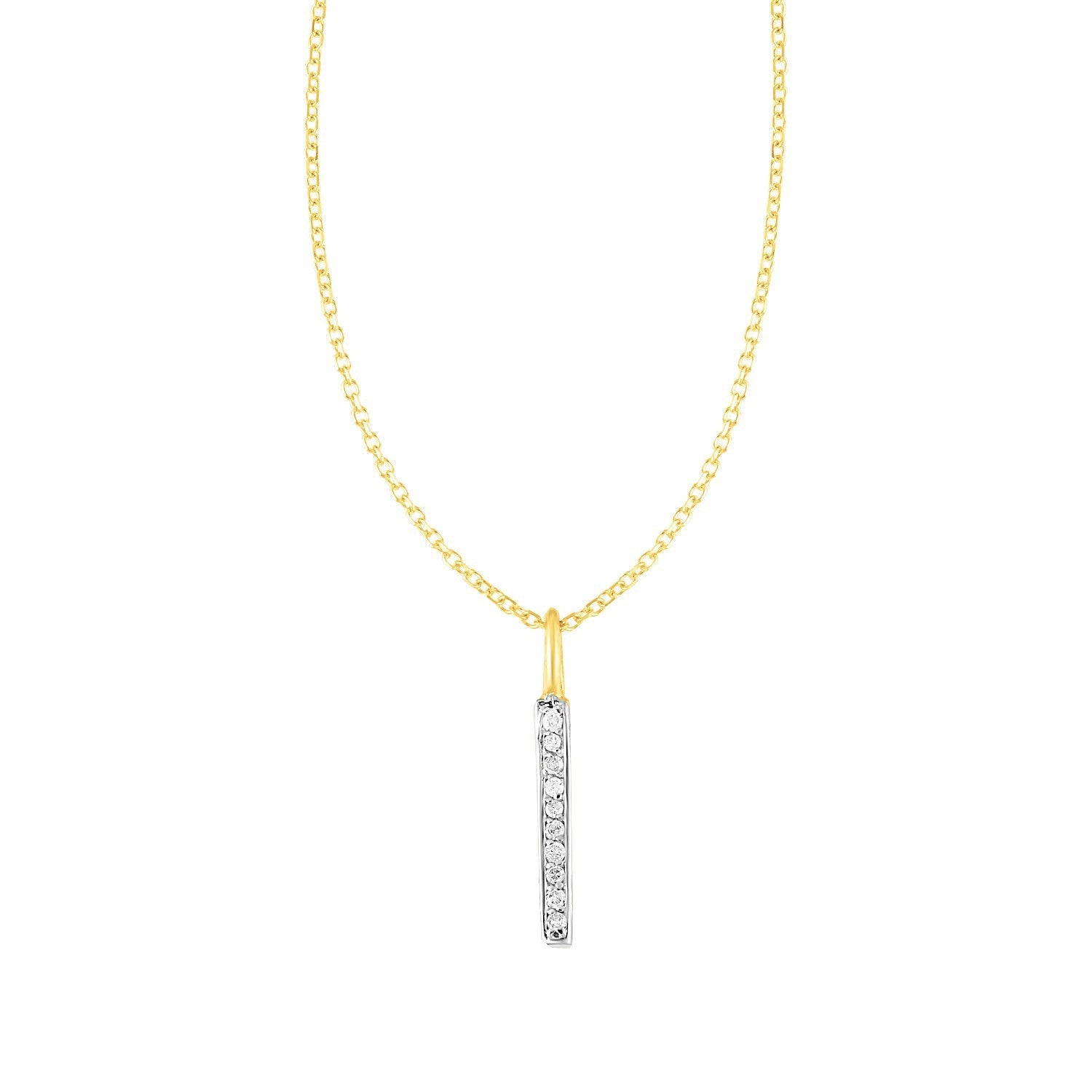 14k Yellow Gold Bar Pendant with Diamonds by Bids.com