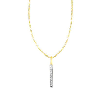 14k Yellow Gold Bar Pendant with Diamonds by Bids.com