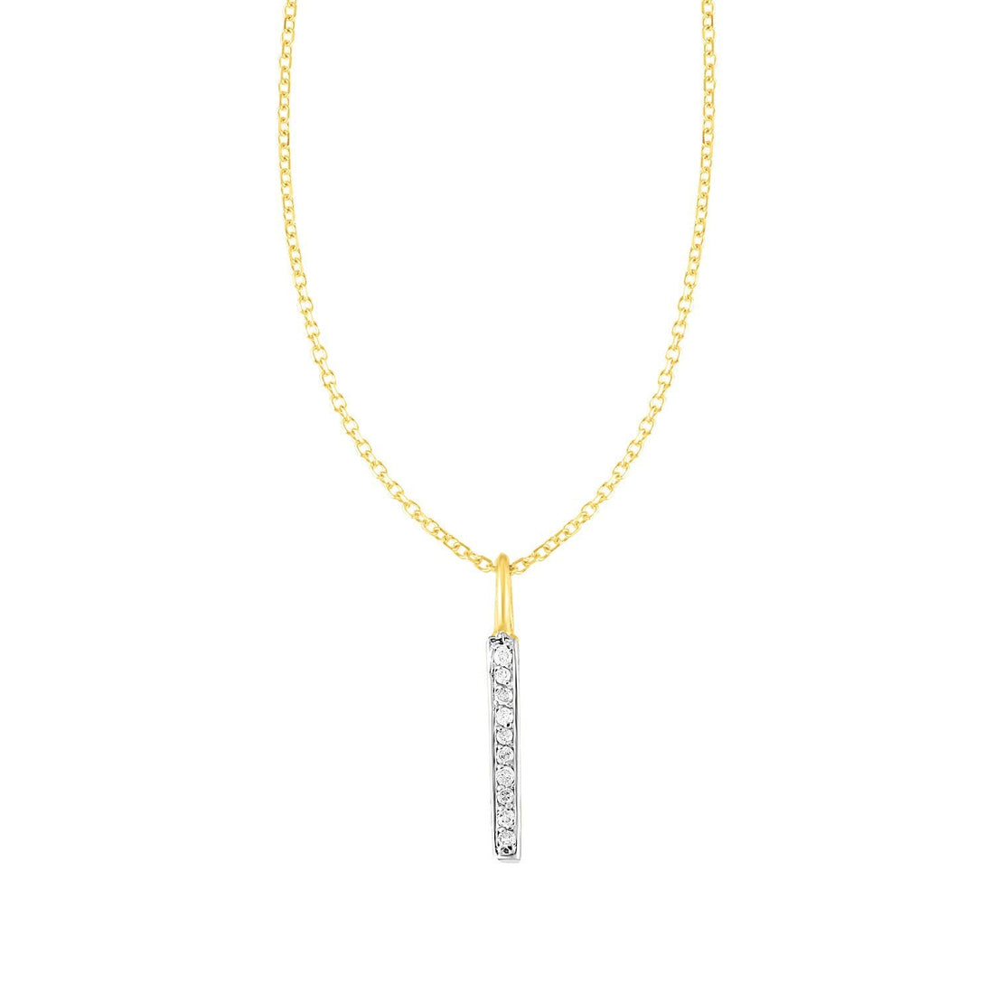 14k Yellow Gold Bar Pendant with Diamonds by Bids.com