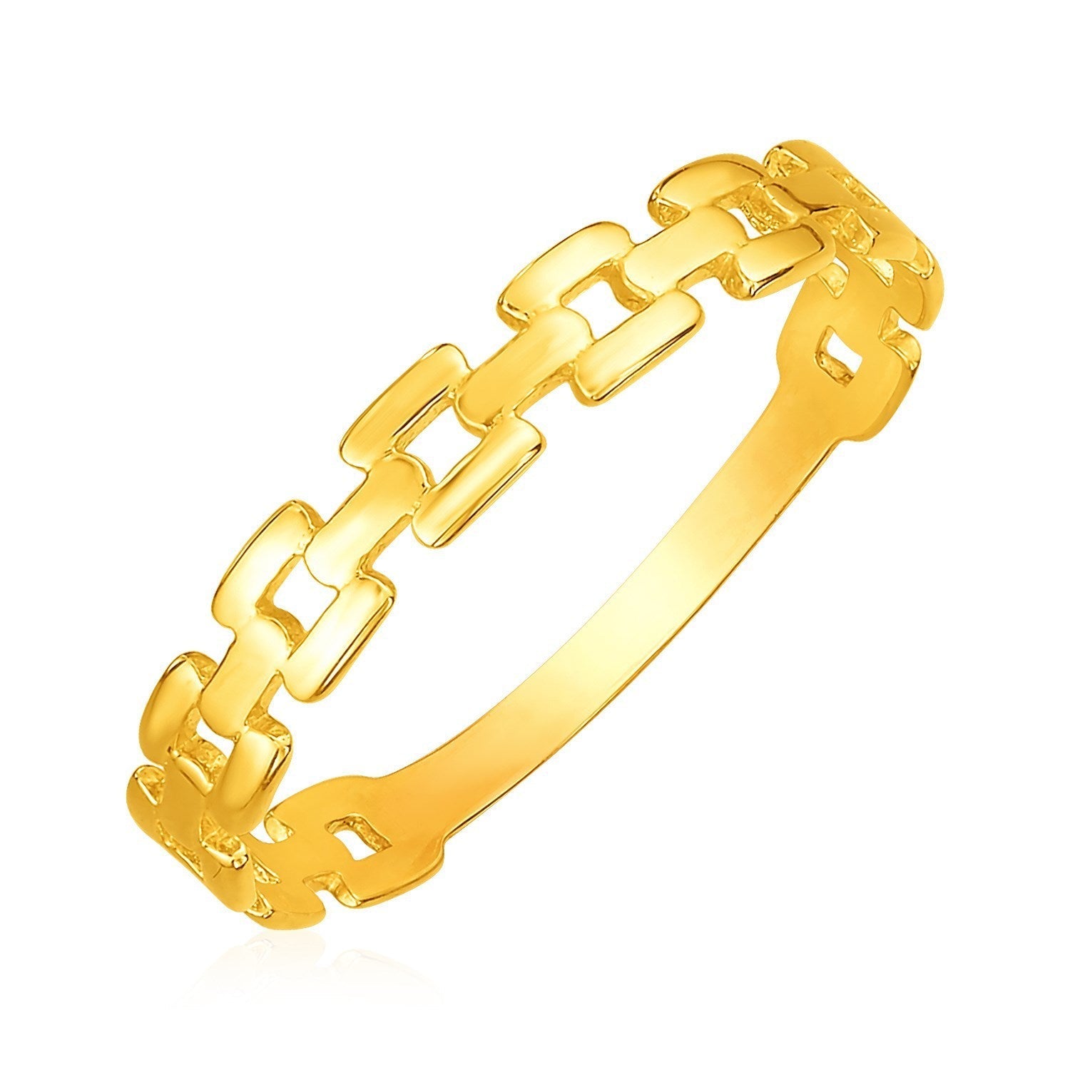 14k Yellow Gold Chain Link Ring  DestGlow
