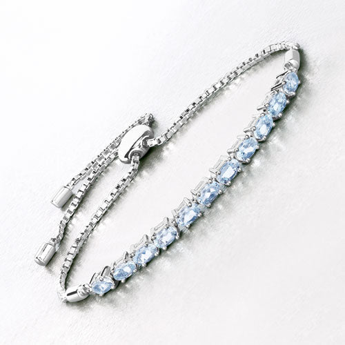 2.20 Carat Genuine Aquamarine .925 Sterling Silver Bracelet by Bids.com