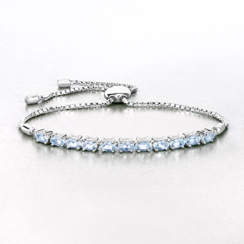 2.20 Carat Genuine Aquamarine .925 Sterling Silver Bracelet by Bids.com