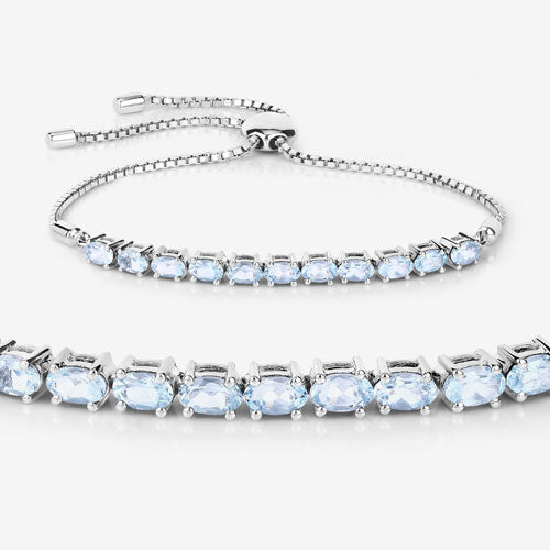 2.20 Carat Genuine Aquamarine .925 Sterling Silver Bracelet by Bids.com