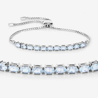 2.20 Carat Genuine Aquamarine .925 Sterling Silver Bracelet by Bids.com