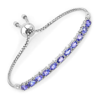 2.29 Carat Genuine Tanzanite .925 Sterling Silver Bracelet  DestGlow