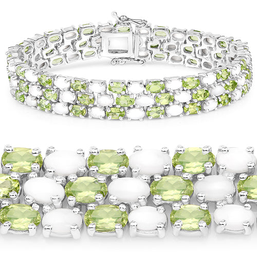19.73 Carat Genuine Opal and Peridot .925 Sterling Silver Bracelet by Bids.com