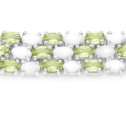19.73 Carat Genuine Opal and Peridot .925 Sterling Silver Bracelet by Bids.com