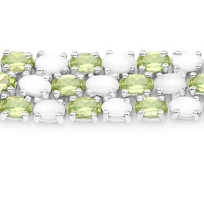 19.73 Carat Genuine Opal and Peridot .925 Sterling Silver Bracelet by Bids.com