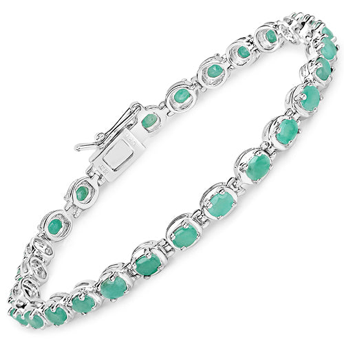 3.78 Carat Genuine Emerald .925 Sterling Silver Bracelet  DestGlow