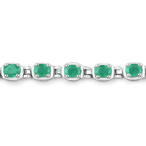 3.78 Carat Genuine Emerald .925 Sterling Silver Bracelet  DestGlow