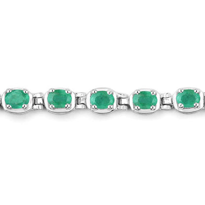 3.78 Carat Genuine Emerald .925 Sterling Silver Bracelet  DestGlow