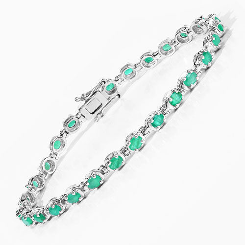 3.78 Carat Genuine Emerald .925 Sterling Silver Bracelet  DestGlow