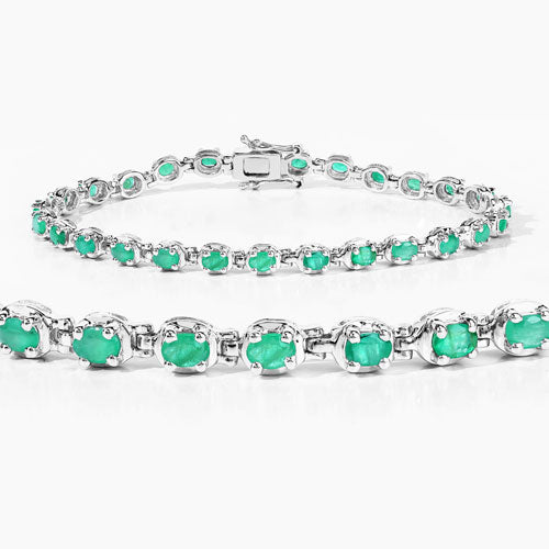 3.78 Carat Genuine Emerald .925 Sterling Silver Bracelet  DestGlow