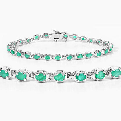 3.78 Carat Genuine Emerald .925 Sterling Silver Bracelet  DestGlow