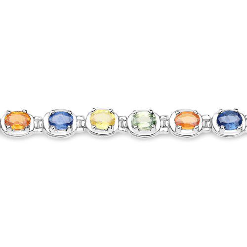 5.40 Carat Genuine Multi Sapphire .925 Sterling Silver Bracelet  DestGlow