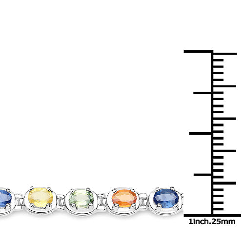 5.40 Carat Genuine Multi Sapphire .925 Sterling Silver Bracelet  DestGlow