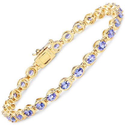 14K Yellow Gold Plated 4.59 Carat Genuine Tanzanite .925 Sterling Silver Bracelet  DestGlow