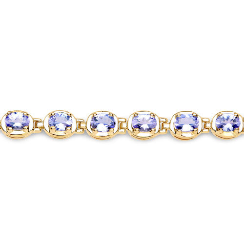 14K Yellow Gold Plated 4.59 Carat Genuine Tanzanite .925 Sterling Silver Bracelet  DestGlow