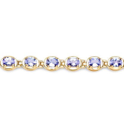14K Yellow Gold Plated 4.59 Carat Genuine Tanzanite .925 Sterling Silver Bracelet  DestGlow