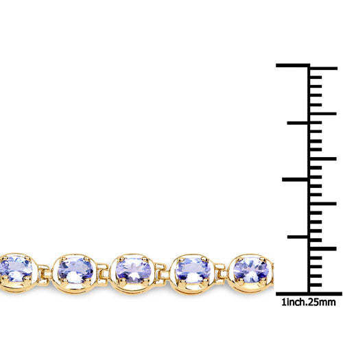 14K Yellow Gold Plated 4.59 Carat Genuine Tanzanite .925 Sterling Silver Bracelet  DestGlow