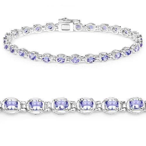 4.59 Carat Genuine Tanzanite .925 Sterling Silver Bracelet  DestGlow