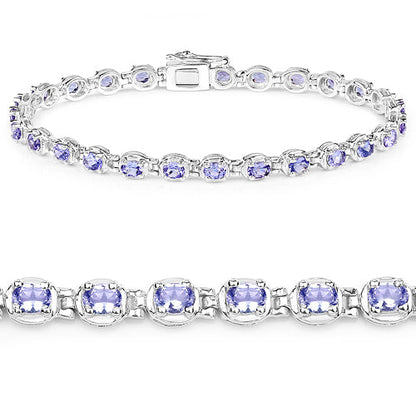 4.59 Carat Genuine Tanzanite .925 Sterling Silver Bracelet  DestGlow