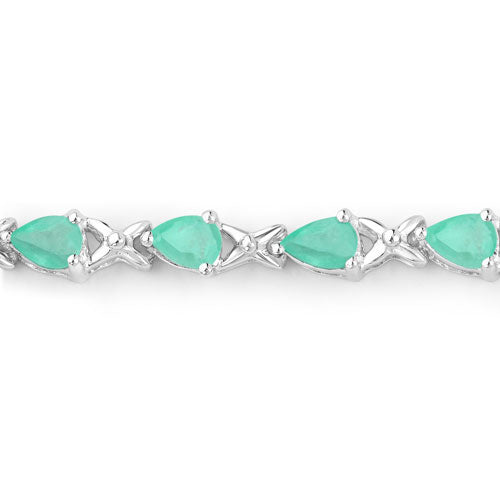 3.08 Carat Genuine Emerald .925 Sterling Silver Bracelet  DestGlow