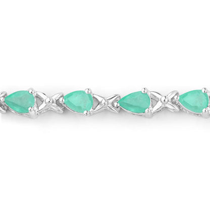 3.08 Carat Genuine Emerald .925 Sterling Silver Bracelet  DestGlow