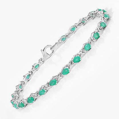 3.08 Carat Genuine Emerald .925 Sterling Silver Bracelet  DestGlow