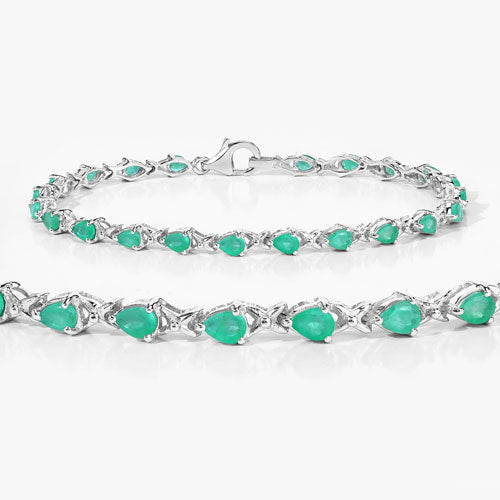 3.08 Carat Genuine Emerald .925 Sterling Silver Bracelet  DestGlow
