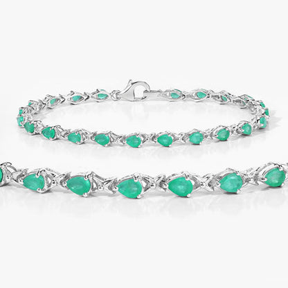 3.08 Carat Genuine Emerald .925 Sterling Silver Bracelet  DestGlow