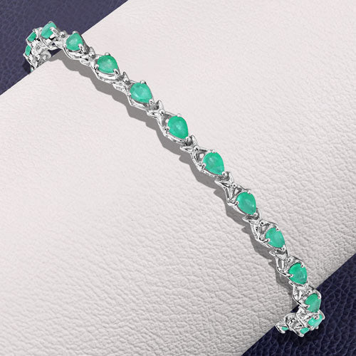 3.08 Carat Genuine Emerald .925 Sterling Silver Bracelet  DestGlow