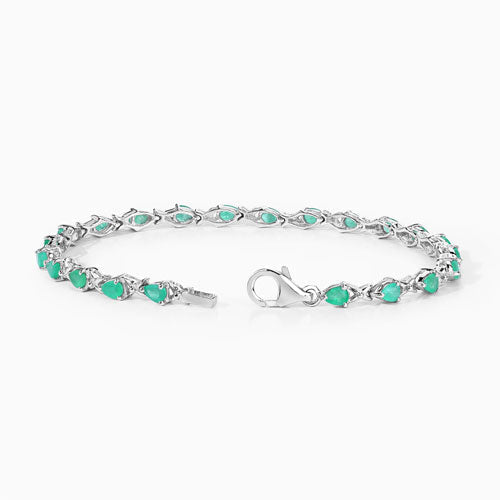 3.08 Carat Genuine Emerald .925 Sterling Silver Bracelet  DestGlow