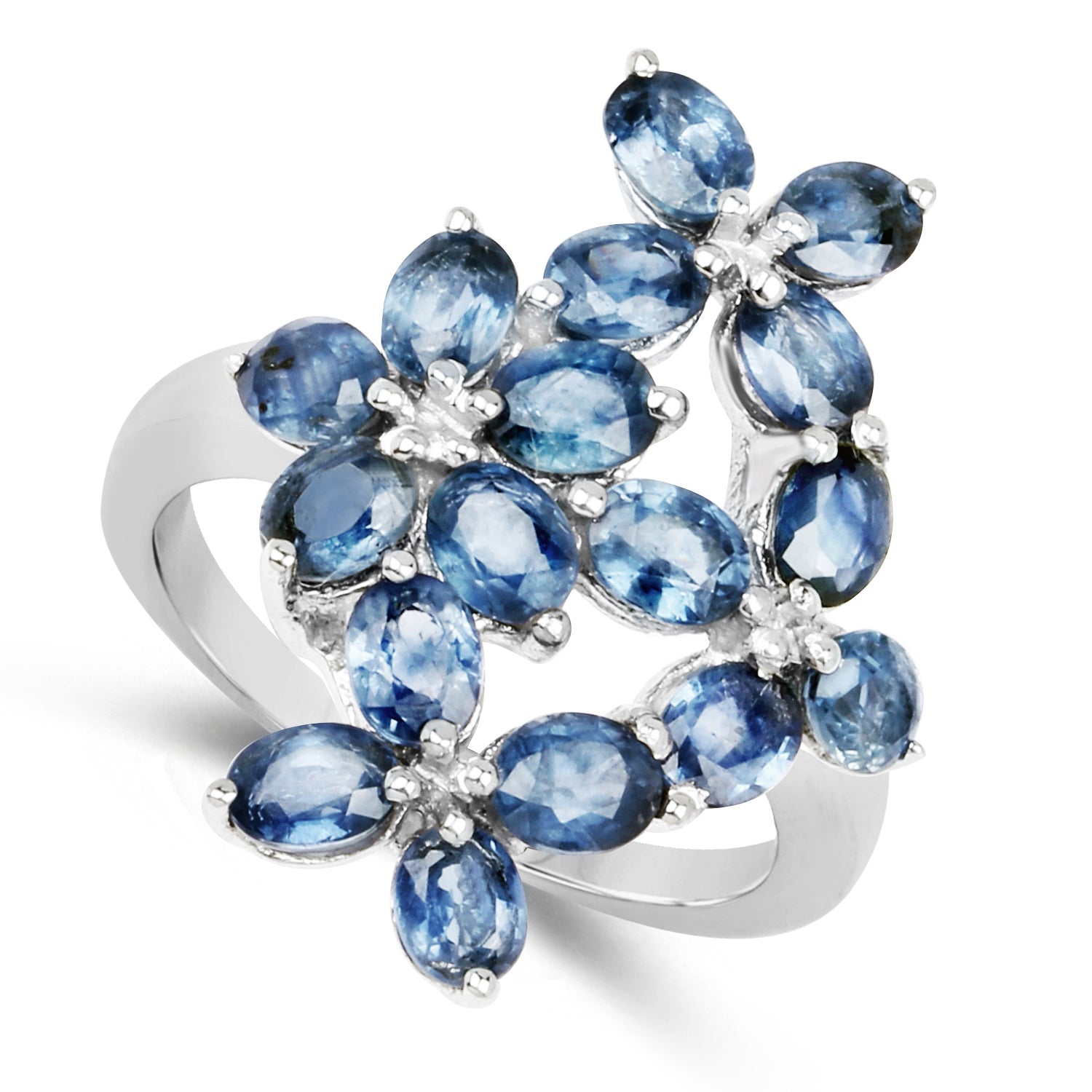 3.40 Carat Genuine Blue Sapphire .925 Sterling Silver Ring by Bids.com
