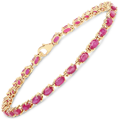 14K Yellow Gold Plated 7.00 Carat Glass Filled Ruby .925 Sterling Silver Bracelet by Bids.com
