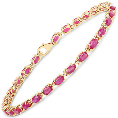 14K Yellow Gold Plated 7.00 Carat Glass Filled Ruby .925 Sterling Silver Bracelet by Bids.com