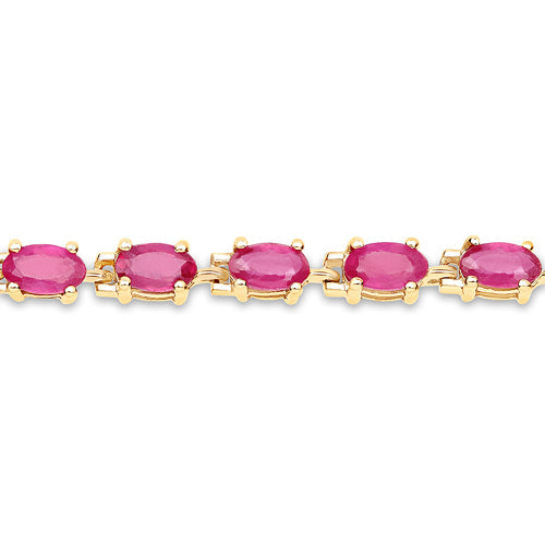 14K Yellow Gold Plated 7.00 Carat Glass Filled Ruby .925 Sterling Silver Bracelet by Bids.com