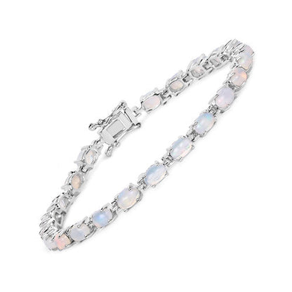 5.94 Carat Genuine Ethiopian Opal .925 Sterling Silver Bracelet  DestGlow
