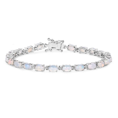5.94 Carat Genuine Ethiopian Opal .925 Sterling Silver Bracelet  DestGlow