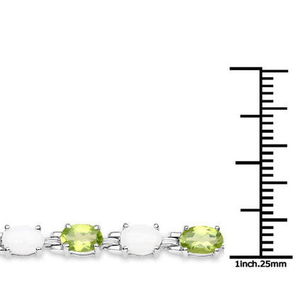 7.92 Carat Genuine Peridot and Opal .925 Sterling Silver Bracelet  DestGlow