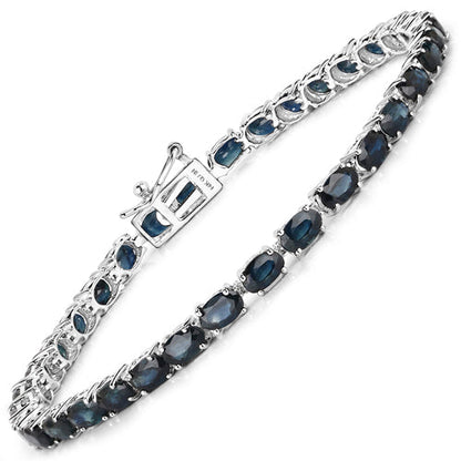 7.48 Carat Genuine Blue Sapphire 14K White Gold Bracelet  DestGlow