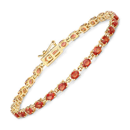 7.00 Carat Genuine Orange Sapphire 14K Yellow Gold Bracelet by Bids.com