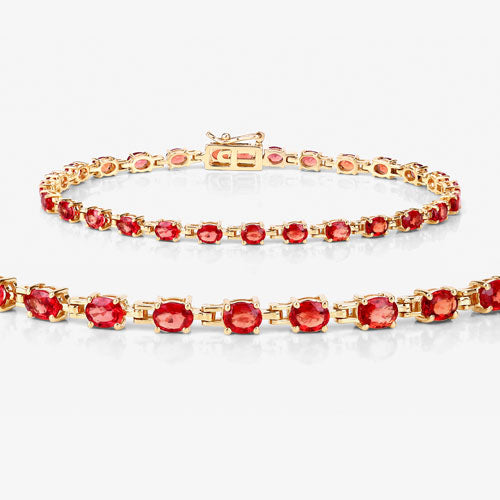 7.00 Carat Genuine Orange Sapphire 14K Yellow Gold Bracelet by Bids.com