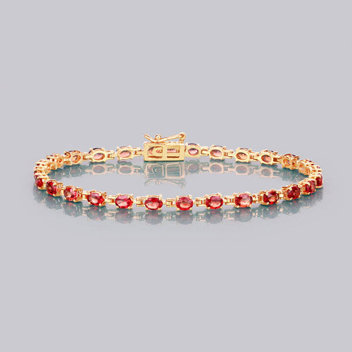 7.00 Carat Genuine Orange Sapphire 14K Yellow Gold Bracelet by Bids.com