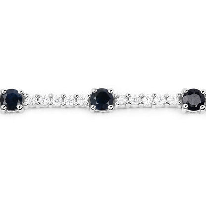 6.21 Carat Genuine Blue Sapphire and White Zircon .925 Sterling Silver Bracelet by Bids.com