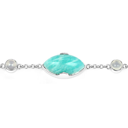29.70 Carat Genuine Amazonite and White Agate .925 Sterling Silver Bracelet by Bids.com